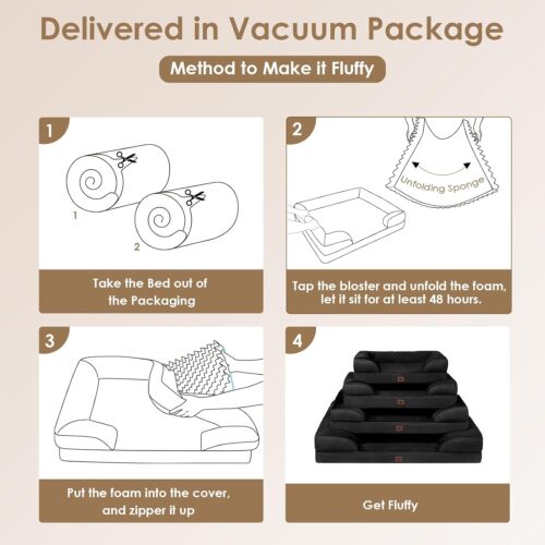 EHEYCIGA Orthopedic Dog Beds for Extra Large Dogs, Waterproof Memory Foam XL Pet Bed with Sides, Non-Slip and Egg-Crate Foam Big Dog Couch Bed with Washable Removable Cover, Grey - Image 262