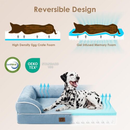 EHEYCIGA Orthopedic Dog Beds for Extra Large Dogs, Waterproof Memory Foam XL Pet Bed with Sides, Non-Slip and Egg-Crate Foam Big Dog Couch Bed with Washable Removable Cover, Grey - Image 270