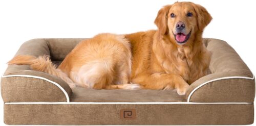 EHEYCIGA Orthopedic Dog Beds for Extra Large Dogs, Waterproof Memory Foam XL Pet Bed with Sides, Non-Slip and Egg-Crate Foam Big Dog Couch Bed with Washable Removable Cover, Grey - Image 275