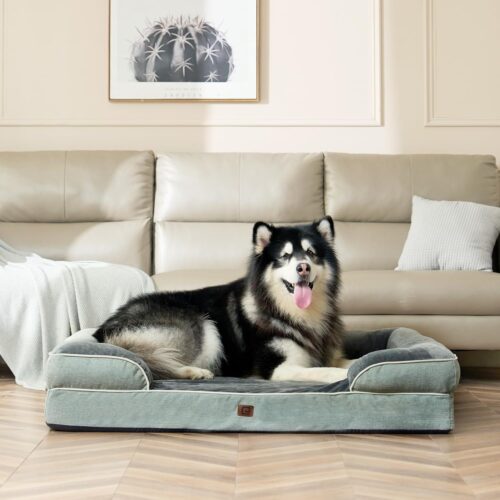 EHEYCIGA Orthopedic Dog Beds for Extra Large Dogs, Waterproof Memory Foam XL Pet Bed with Sides, Non-Slip and Egg-Crate Foam Big Dog Couch Bed with Washable Removable Cover, Grey - Image 279
