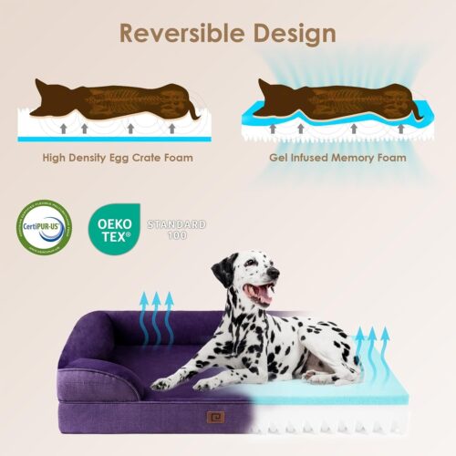 EHEYCIGA Orthopedic Dog Beds for Extra Large Dogs, Waterproof Memory Foam XL Pet Bed with Sides, Non-Slip and Egg-Crate Foam Big Dog Couch Bed with Washable Removable Cover, Grey - Image 300