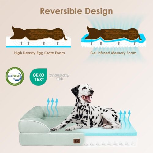 EHEYCIGA Orthopedic Dog Beds for Extra Large Dogs, Waterproof Memory Foam XL Pet Bed with Sides, Non-Slip and Egg-Crate Foam Big Dog Couch Bed with Washable Removable Cover, Grey - Image 306