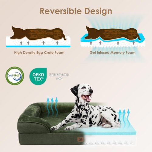 EHEYCIGA Orthopedic Dog Beds for Extra Large Dogs, Waterproof Memory Foam XL Pet Bed with Sides, Non-Slip and Egg-Crate Foam Big Dog Couch Bed with Washable Removable Cover, Grey - Image 309