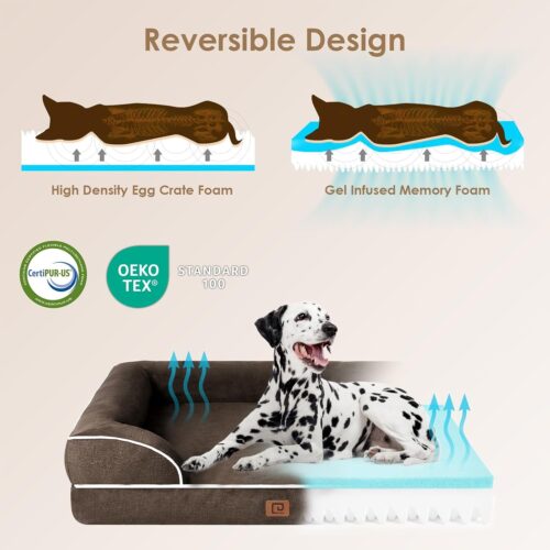 EHEYCIGA Orthopedic Dog Beds for Extra Large Dogs, Waterproof Memory Foam XL Pet Bed with Sides, Non-Slip and Egg-Crate Foam Big Dog Couch Bed with Washable Removable Cover, Grey - Image 324