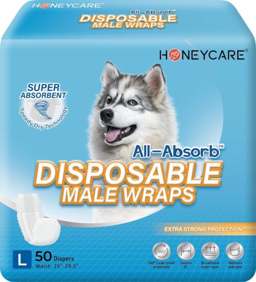 HONEY CARE All-Absorb A26 Male Dog Wrap, 50 Count, Small - Image 13