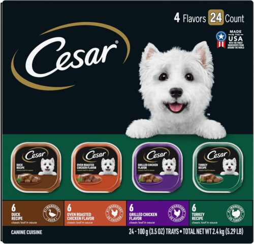 CESAR Adult Wet Dog Food Classic Loaf in Sauce Grilled Chicken, Filet Mignon, Porterhouse Steak, Beef, Chicken & Liver and Turkey Variety Pack, 3.5 oz. Easy Peel Trays, Pack of 36 - Image 49