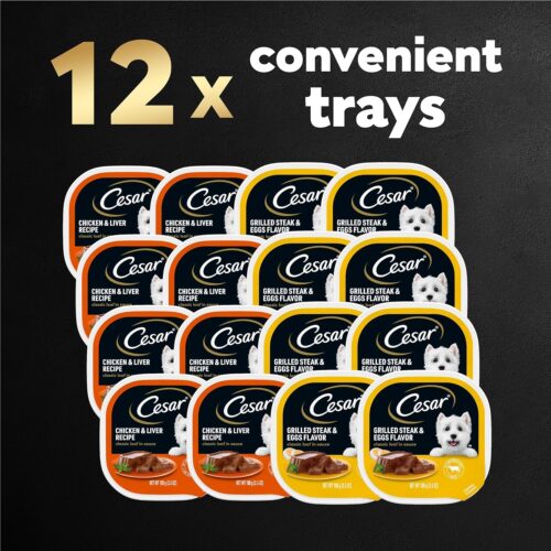 CESAR Adult Wet Dog Food Classic Loaf in Sauce Grilled Chicken, Filet Mignon, Porterhouse Steak, Beef, Chicken & Liver and Turkey Variety Pack, 3.5 oz. Easy Peel Trays, Pack of 36 - Image 66