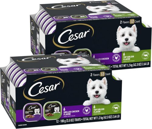 CESAR Adult Wet Dog Food Classic Loaf in Sauce Grilled Chicken, Filet Mignon, Porterhouse Steak, Beef, Chicken & Liver and Turkey Variety Pack, 3.5 oz. Easy Peel Trays, Pack of 36 - Image 72