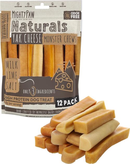Mighty Paw Yak Cheese Dog Chews - All-Natural Treats for Dogs - High Protein Treat With 68 Grams Of Protein Per Chew - Delicious And Long Lasting - Odor Free With Limited Ingredients - (Large, 4 Pack) - Image 40
