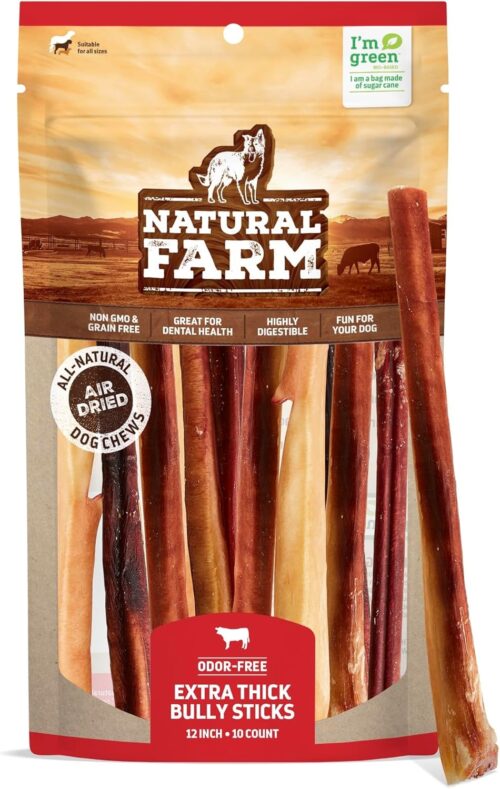 Natural Farm Odor-Free Bully Sticks (6 Inch, 25 Pack), 1.3 lb. Bag, Fully Digestible 100% Beef Pizzle Chews, Grass-Fed, Non-GMO, Grain-Free, Natural Long-Lasting Chews for Small & Large Dogs - Image 2