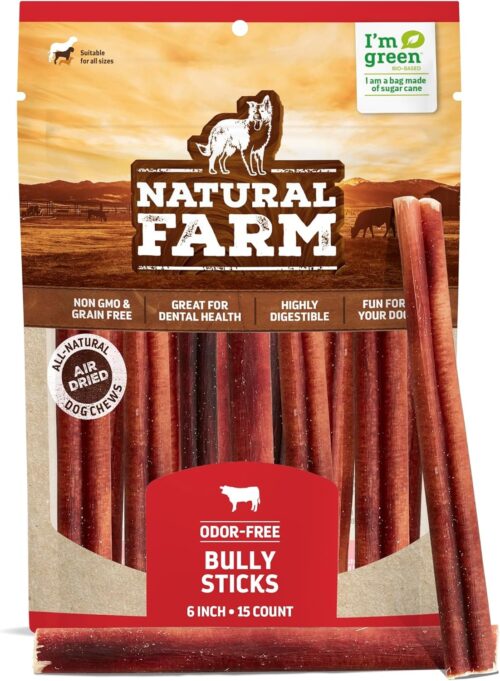 Natural Farm Odor-Free Bully Sticks (6 Inch, 25 Pack), 1.3 lb. Bag, Fully Digestible 100% Beef Pizzle Chews, Grass-Fed, Non-GMO, Grain-Free, Natural Long-Lasting Chews for Small & Large Dogs - Image 19