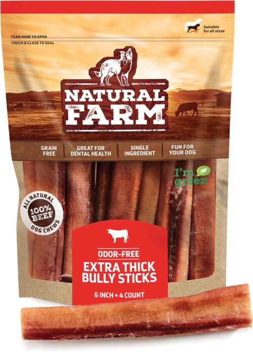 Natural Farm Odor-Free Bully Sticks (6 Inch, 25 Pack), 1.3 lb. Bag, Fully Digestible 100% Beef Pizzle Chews, Grass-Fed, Non-GMO, Grain-Free, Natural Long-Lasting Chews for Small & Large Dogs - Image 20