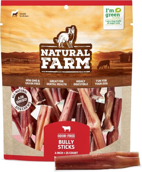 Natural Farm Odor-Free Bully Sticks (6 Inch, 25 Pack), 1.3 lb. Bag, Fully Digestible 100% Beef Pizzle Chews, Grass-Fed, Non-GMO, Grain-Free, Natural Long-Lasting Chews for Small & Large Dogs - Image 23