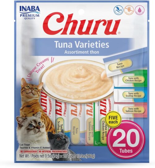 INABA Churu Cat Treats, Grain-Free, Lickable, Squeezable Creamy Purée Cat Treat/Topper with Vitamin E & Taurine, 0.5 Ounces Each Tube, 50 Tubes, Tuna & Chicken Variety - Image 27