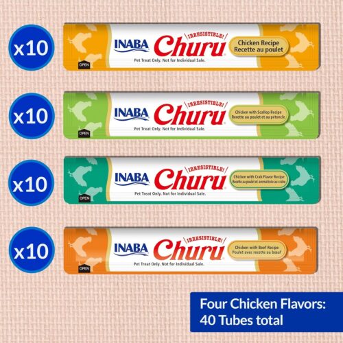 INABA Churu Cat Treats, Grain-Free, Lickable, Squeezable Creamy Purée Cat Treat/Topper with Vitamin E & Taurine, 0.5 Ounces Each Tube, 50 Tubes, Tuna & Chicken Variety - Image 67
