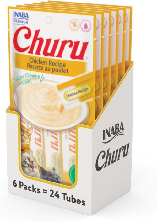 INABA Churu Cat Treats, Grain-Free, Lickable, Squeezable Creamy Purée Cat Treat/Topper with Vitamin E & Taurine, 0.5 Ounces Each Tube, 50 Tubes, Tuna & Chicken Variety - Image 88