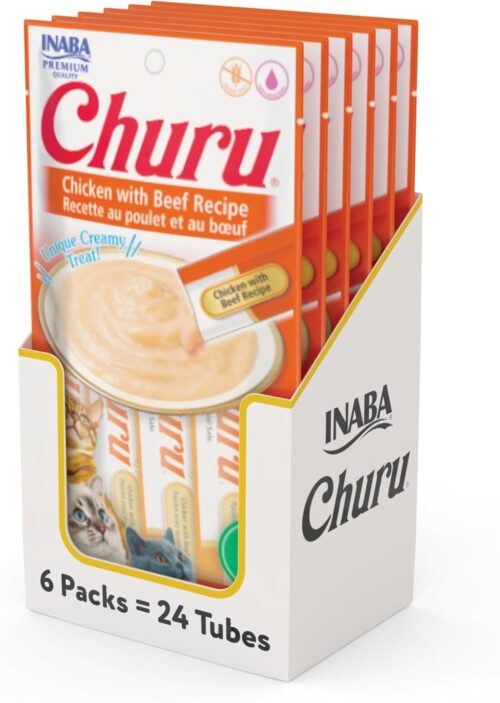 INABA Churu Cat Treats, Grain-Free, Lickable, Squeezable Creamy Purée Cat Treat/Topper with Vitamin E & Taurine, 0.5 Ounces Each Tube, 50 Tubes, Tuna & Chicken Variety - Image 111