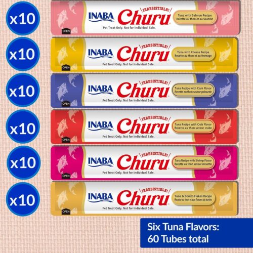 INABA Churu Cat Treats, Grain-Free, Lickable, Squeezable Creamy Purée Cat Treat/Topper with Vitamin E & Taurine, 0.5 Ounces Each Tube, 50 Tubes, Tuna & Chicken Variety - Image 121