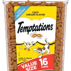 TEMPTATIONS Classic Crunchy and Soft Cat Treats Tasty Chicken Flavor, 16 Ounce (Pack of 1)