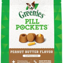 Greenies Pill Pockets Large Size Soft Dog Treats for Capsules, with Real Peanut Butter, Made with Natural Ingredients Plus Minerals & Trace Nutrients, 15.8 oz. (60 Count, Pack of 1)