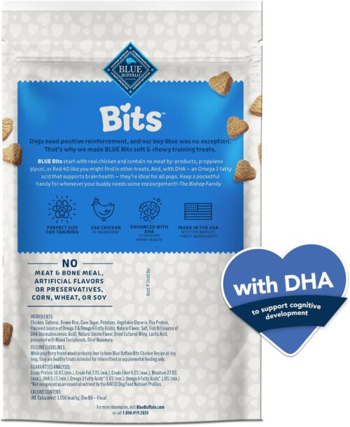 Blue Buffalo Bits Soft Dog Treats for Training, Made With Natural Ingredients & Enhanced with DHA, Chicken Recipe, 19-oz Bag - Image 2