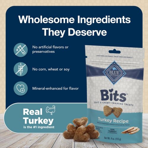 Blue Buffalo Bits Soft Dog Treats for Training, Made With Natural Ingredients & Enhanced with DHA, Chicken Recipe, 19-oz Bag - Image 17