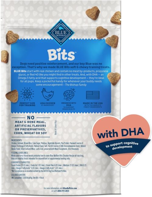 Blue Buffalo Bits Soft Dog Treats for Training, Made With Natural Ingredients & Enhanced with DHA, Chicken Recipe, 19-oz Bag - Image 46