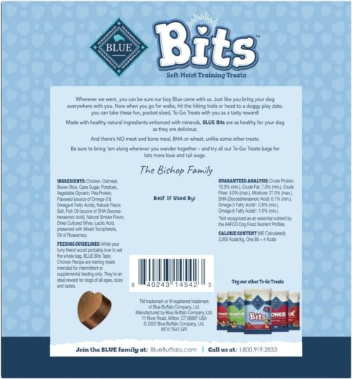 Blue Buffalo Bits Soft Dog Treats for Training, Made With Natural Ingredients & Enhanced with DHA, Chicken Recipe, 19-oz Bag - Image 65