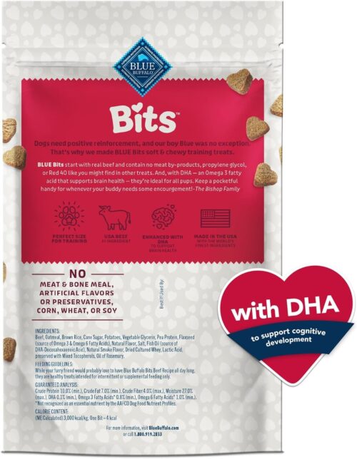 Blue Buffalo Bits Soft Dog Treats for Training, Made With Natural Ingredients & Enhanced with DHA, Chicken Recipe, 19-oz Bag - Image 74