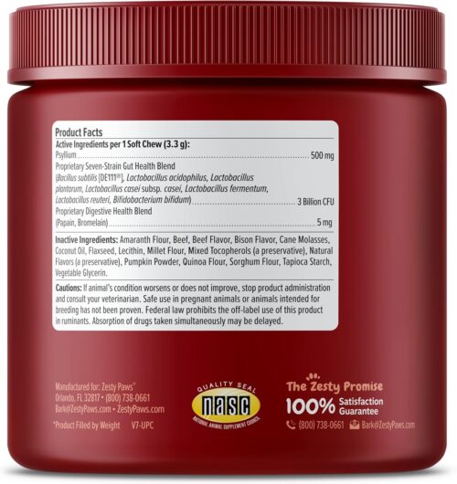 Zesty Paws Probiotics for Dogs - Digestive Enzymes for Gut Flora, Digestive Health, Diarrhea & Bowel Support - Clinically Studied DE111 - Dog Supplement Soft Chew for Pet Immune System - Pumpkin - Image 14