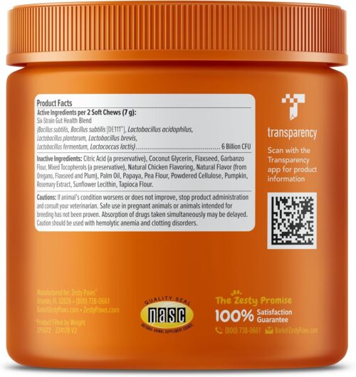 Zesty Paws Probiotics for Dogs - Digestive Enzymes for Gut Flora, Digestive Health, Diarrhea & Bowel Support - Clinically Studied DE111 - Dog Supplement Soft Chew for Pet Immune System - Pumpkin - Image 17