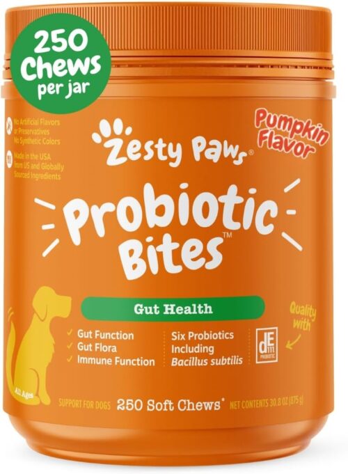 Zesty Paws Probiotics for Dogs - Digestive Enzymes for Gut Flora, Digestive Health, Diarrhea & Bowel Support - Clinically Studied DE111 - Dog Supplement Soft Chew for Pet Immune System - Pumpkin - Image 19