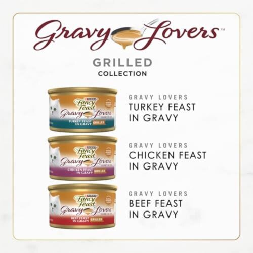 Purina Fancy Feast Gravy Lovers Poultry and Beef Grilled Gourmet Wet Cat Food Variety Pack - (Pack of 30) 3 oz. Cans - Image 3