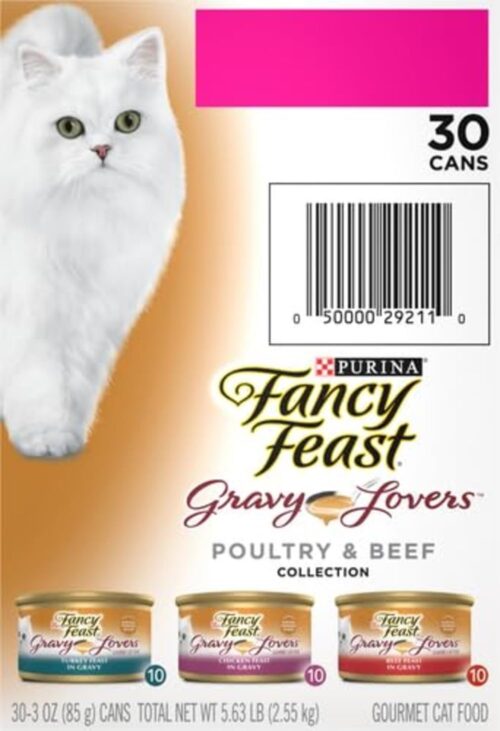 Purina Fancy Feast Gravy Lovers Poultry and Beef Grilled Gourmet Wet Cat Food Variety Pack - (Pack of 30) 3 oz. Cans - Image 15