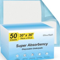 50 Count 30” x 36” Super Absorbency Disposable Underpads, Leakproof Quick Drying, Baby Puppy & Adults Bed Pads Disposable Adults, Dog Pee Pads Extra Large, XXL Incontinence Pads
