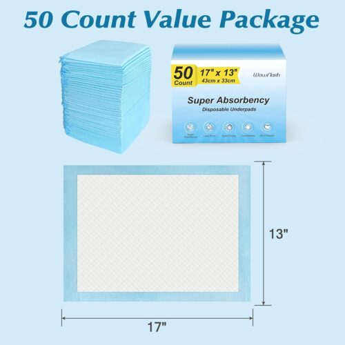 50 Count 30” x 36” Super Absorbency Disposable Underpads, Leakproof Quick Drying, Baby Puppy & Adults Bed Pads Disposable Adults, Dog Pee Pads Extra Large, XXL Incontinence Pads - Image 18