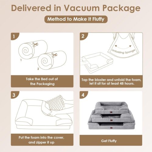 EHEYCIGA Orthopedic Dog Beds for Extra Large Dogs, Waterproof Memory Foam XL Pet Bed with Sides, Non-Slip and Egg-Crate Foam Big Dog Couch Bed with Washable Removable Cover, Grey - Image 17