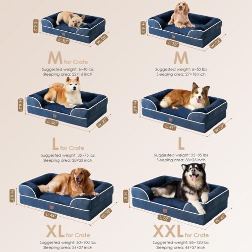 EHEYCIGA Orthopedic Dog Beds for Extra Large Dogs, Waterproof Memory Foam XL Pet Bed with Sides, Non-Slip and Egg-Crate Foam Big Dog Couch Bed with Washable Removable Cover, Grey - Image 74