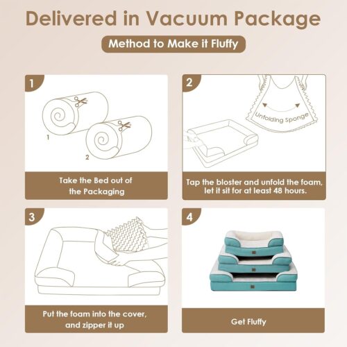 EHEYCIGA Orthopedic Dog Beds for Extra Large Dogs, Waterproof Memory Foam XL Pet Bed with Sides, Non-Slip and Egg-Crate Foam Big Dog Couch Bed with Washable Removable Cover, Grey - Image 82