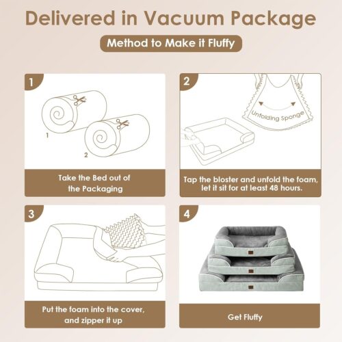 EHEYCIGA Orthopedic Dog Beds for Extra Large Dogs, Waterproof Memory Foam XL Pet Bed with Sides, Non-Slip and Egg-Crate Foam Big Dog Couch Bed with Washable Removable Cover, Grey - Image 102