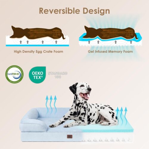 EHEYCIGA Orthopedic Dog Beds for Extra Large Dogs, Waterproof Memory Foam XL Pet Bed with Sides, Non-Slip and Egg-Crate Foam Big Dog Couch Bed with Washable Removable Cover, Grey - Image 118