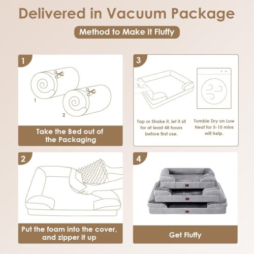 EHEYCIGA Orthopedic Dog Beds for Extra Large Dogs, Waterproof Memory Foam XL Pet Bed with Sides, Non-Slip and Egg-Crate Foam Big Dog Couch Bed with Washable Removable Cover, Grey - Image 133