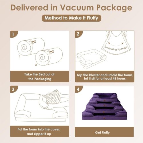 EHEYCIGA Orthopedic Dog Beds for Extra Large Dogs, Waterproof Memory Foam XL Pet Bed with Sides, Non-Slip and Egg-Crate Foam Big Dog Couch Bed with Washable Removable Cover, Grey - Image 156