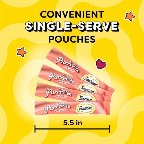 Temptations Creamy Puree with Chicken, Salmon, and Tuna Variety Pack of Lickable, Squeezable Cat Treats, 0.425 Oz Pouches, 24 Count - Image 23