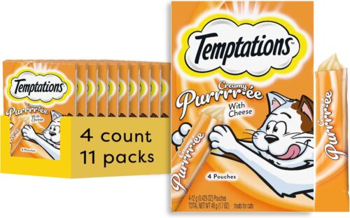 Temptations Creamy Puree with Chicken, Salmon, and Tuna Variety Pack of Lickable, Squeezable Cat Treats, 0.425 Oz Pouches, 24 Count - Image 26