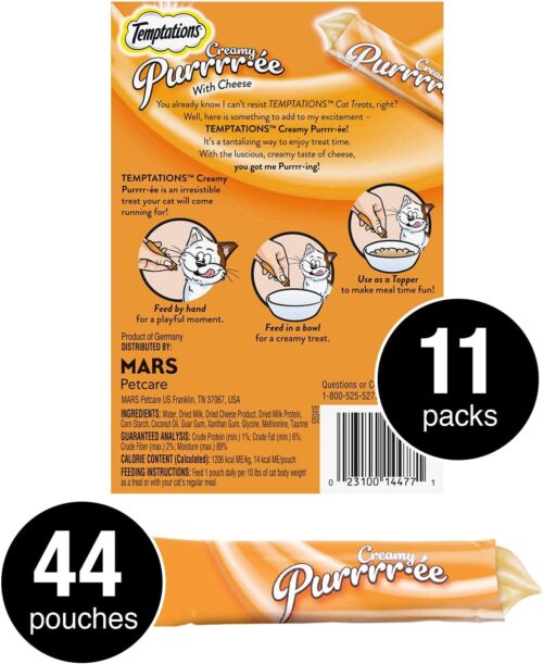 Temptations Creamy Puree with Chicken, Salmon, and Tuna Variety Pack of Lickable, Squeezable Cat Treats, 0.425 Oz Pouches, 24 Count - Image 27