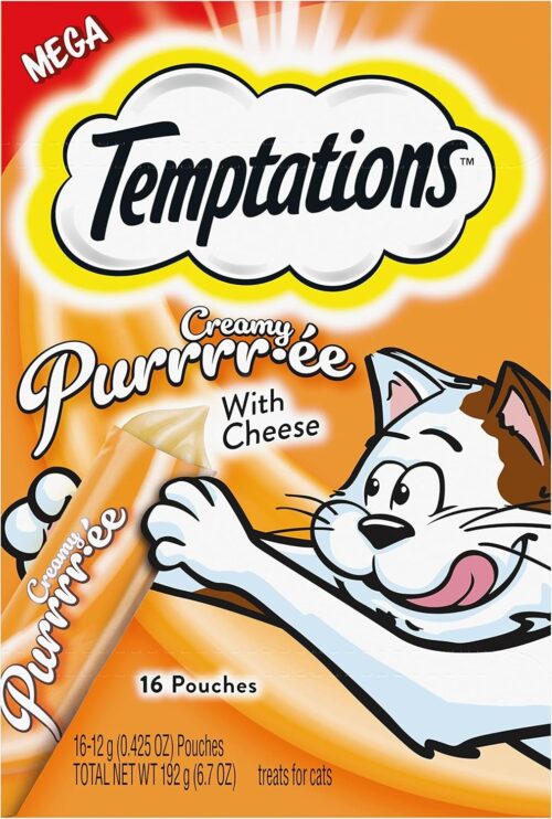 Temptations Creamy Puree with Chicken, Salmon, and Tuna Variety Pack of Lickable, Squeezable Cat Treats, 0.425 Oz Pouches, 24 Count - Image 57