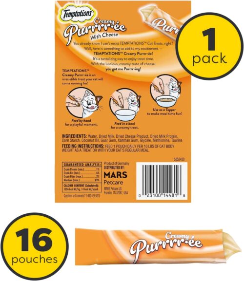 Temptations Creamy Puree with Chicken, Salmon, and Tuna Variety Pack of Lickable, Squeezable Cat Treats, 0.425 Oz Pouches, 24 Count - Image 58