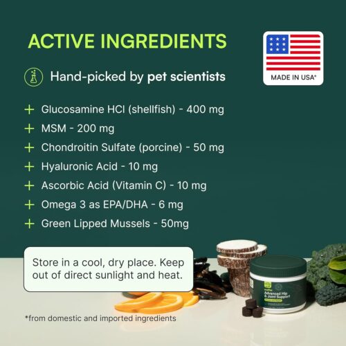 Wuffes Advanced Dog Hip and Joint Supplement with Glucosamine, Chondroitin, Omega 3, MSM, and Green Lipped Mussel, 60 Pork Flavored Chews for Small and Medium Dog Breeds - Image 3