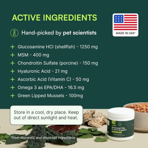 Wuffes Advanced Dog Hip and Joint Supplement with Glucosamine, Chondroitin, Omega 3, MSM, and Green Lipped Mussel, 60 Pork Flavored Chews for Small and Medium Dog Breeds - Image 22
